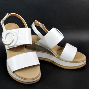 SPACE MODA BY REPO 🇮🇹 WOMEN'S WHITE SOFT LEATHER COMFORT SUMMER SANDALS